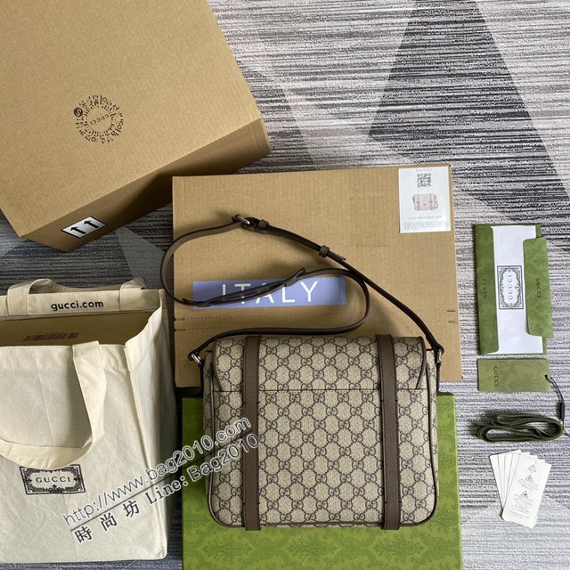 Gucci新款包包 古馳帆布男士單肩斜挎郵差包 Gucci男款信使包 658542  ydg3080